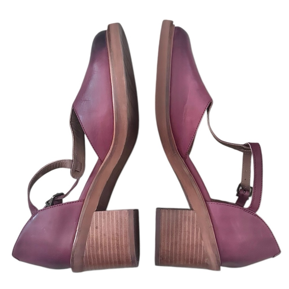 Seychelles Soulmate Wine Mary Jane T Strap Stacked Heel Shoes Loafers Womens 10 - Picture 5 of 13